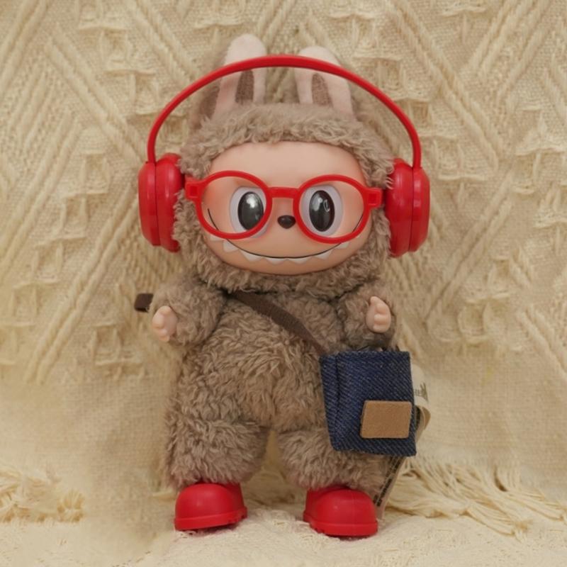 DIY doplňky pro boty labubu V1 V2 bez čoček brýle stylová plastová sluchátka plyšová dekorace panenky dárek k narozeninám