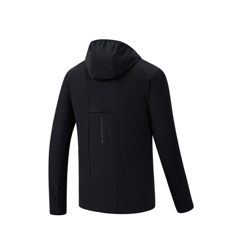 Anta Comfortable Simple Solid Color Slim Fit Versatile Hooded Zipper Jacket Men Jackets Basic-Black 152525603-1