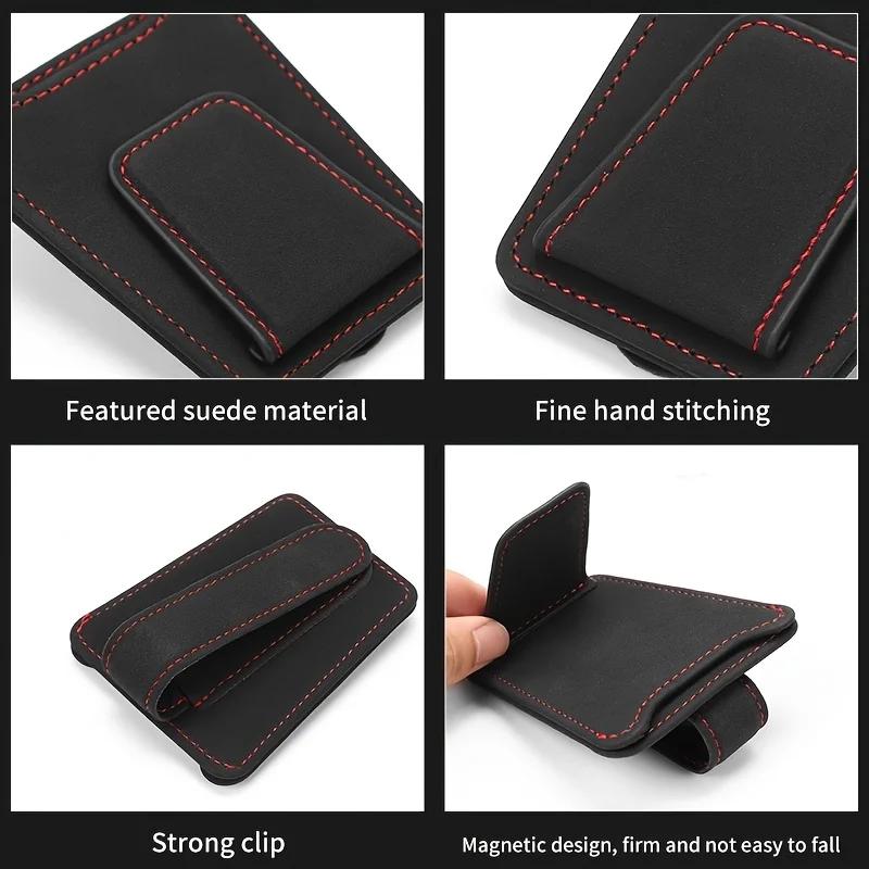 Sunglass Holder For Car Sun Visor Suede Leather Glasses Eyeglass Hanger Clip Car Sunglasses Holder Ticket Card Clip Accessories