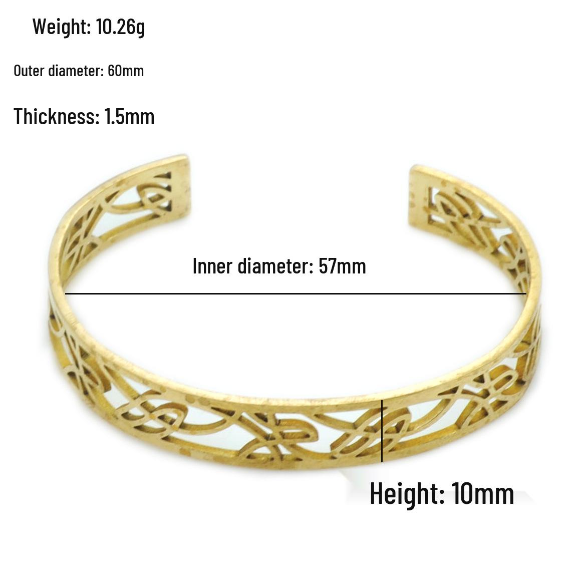 Unisex Geometric Brass Hollow Bangle - European  American Style