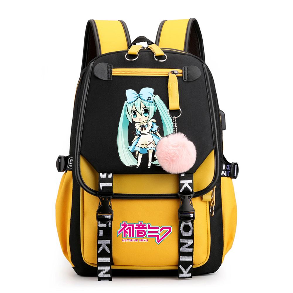 Anime Hatsune Miku Potisk Batoh Školní taška pro Teenagera Studenta Dívku Chlapce Taška na knihy Velká kapacita vodotěsný Cestovní taška Dárek Ruksak