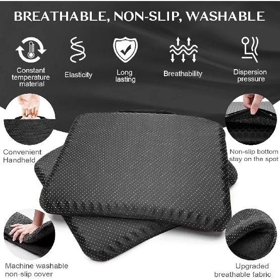 Gel Seat Cushion, for Long Sitting -Double Thick Gel Seat Cushion Breathable Honeycomb Chair Cushion with Non-Slip Cover for Office Chair Car,