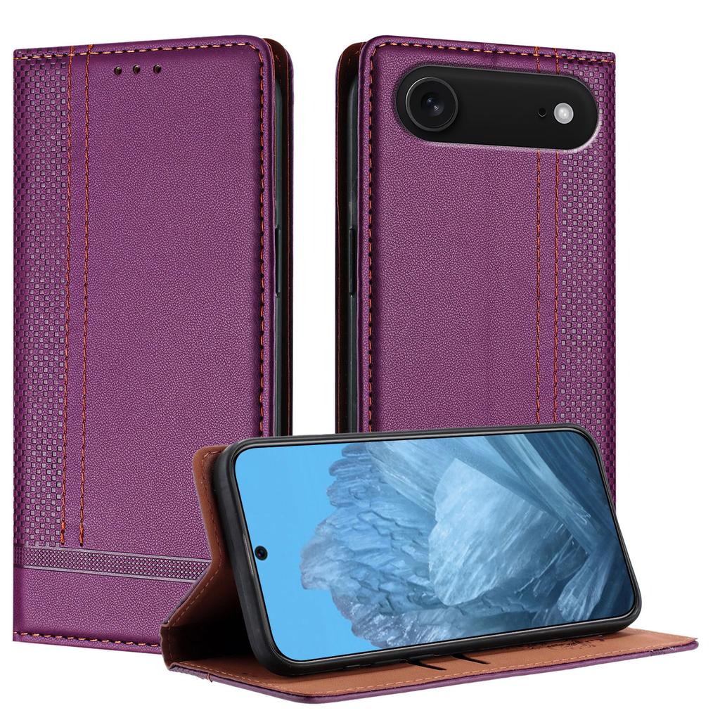 For iPhone Air Case L-Shaped Grid Pattern Leather Stand Phone Cover with Card Slots