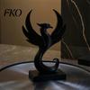 3D Printed Phoenix Decor Figurine Modern Minimalist Abstract Statue Desktop Sculpture Decoration for Home Office Living Room Whtie