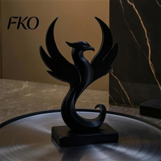 3D Printed Phoenix Decor Figurine Modern Minimalist Abstract Statue Desktop Sculpture Decoration for Home Office Living Room Whtie