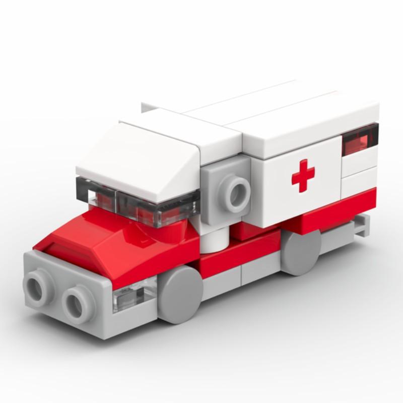 Stavebnice Sanitka Expresní Transportér Nákladní Auto Školní Autobus Plošinový Přívěs Sestavený Model Kompatibilní