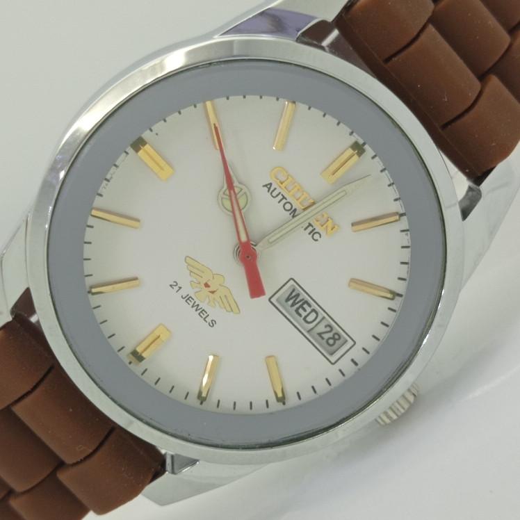 

REFURBISHED CITIZEN AUTOMATIC 8200 JAPAN MENS WHITE DIAL WATCH 006-a412442-2 Sku006-a412442