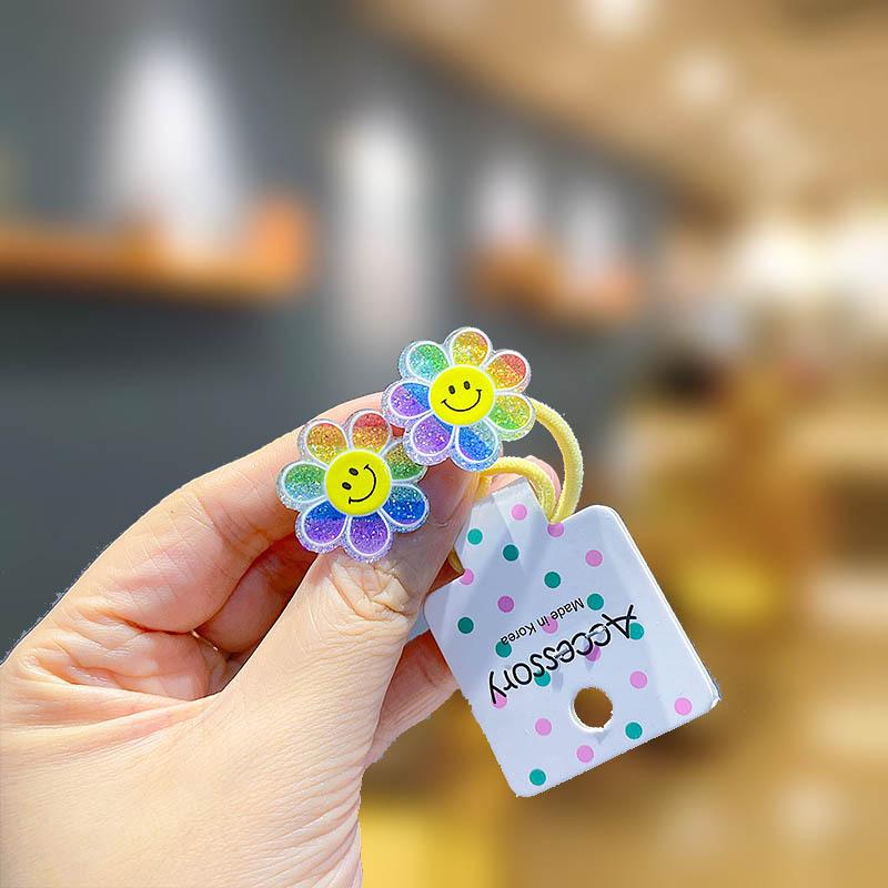 1 Pair Kid Hair Band Cute Sweet Floral Heart Bear Crystal Hair Rope for Baby Girl Little Girl Hair Accessories
