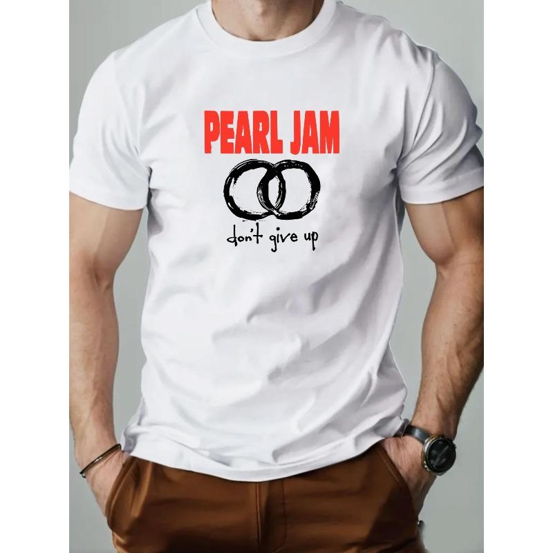 Men's Pearl Jam Print Short Sleeve T-Shirt - Iconic Casual Round Neck Summer Tee Suitable for Concerts & Casual Attire