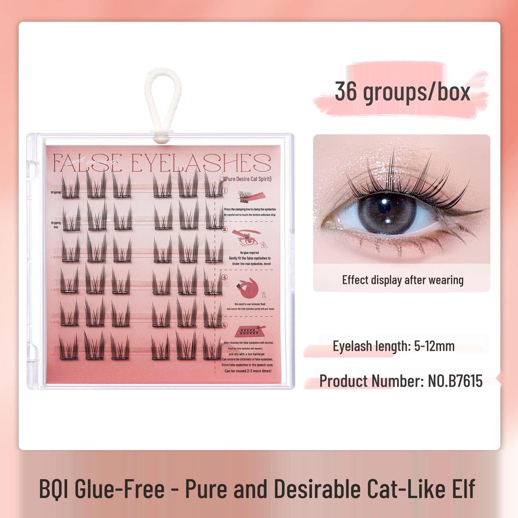 BQI Glue-Free Self-Adhesive False Eyelashes Family Pack with Three-Step Application