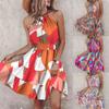 Modă de vară Sexy Rochie halter cu umerii goi pentru femei Elegantă fără mâneci cu spatele gol A Linie Rochii casual pentru femei Rochie de plajă plisată cu talie înaltă 26098