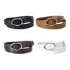 Imitation Leather Women Belt Versatile Solid Color Design Irregular Oval Buckle Pin Waistband Dress Shirt Top Waist Belt