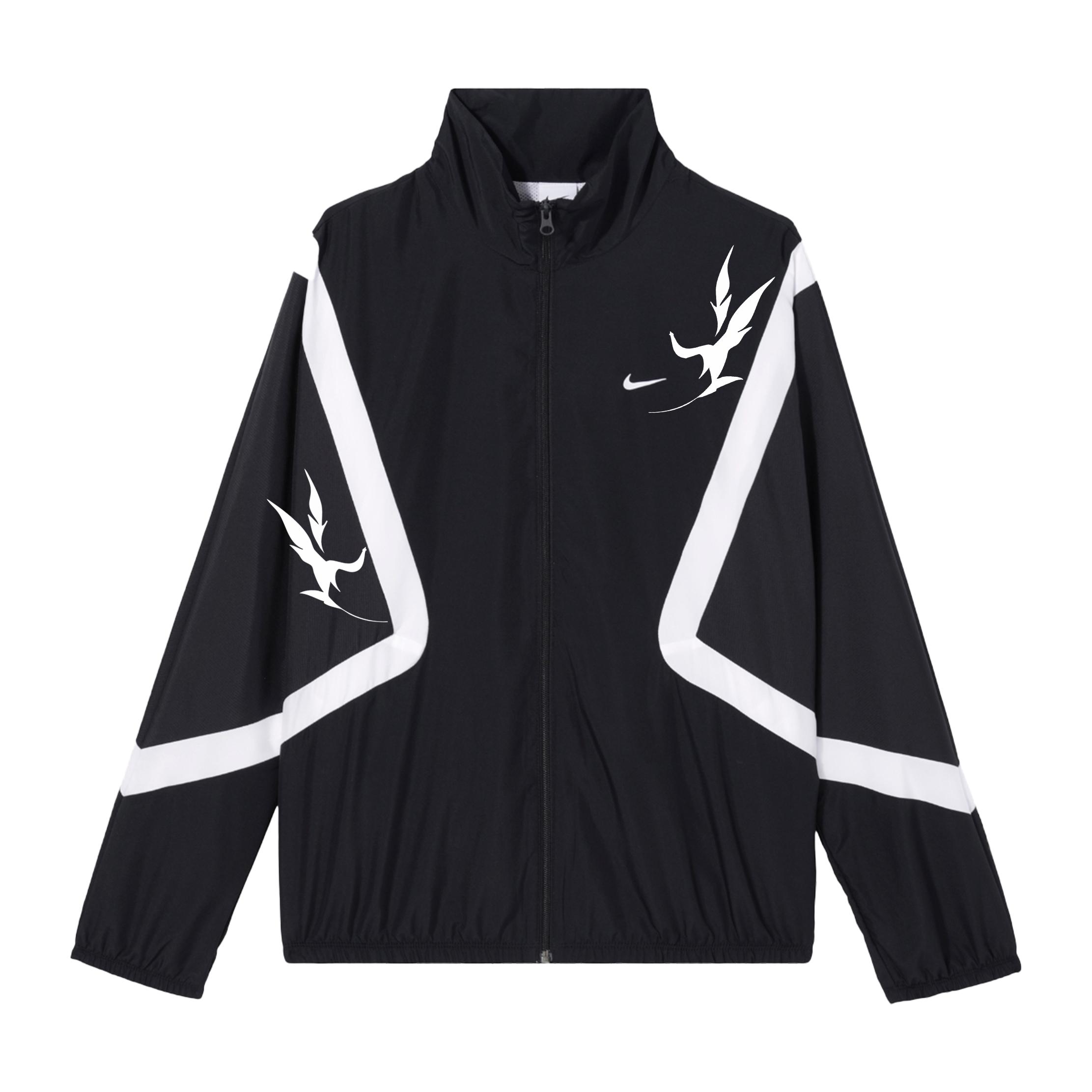 

Nike Customizable Chinese Ink Flying Bird Logo Breathable Stand Collar Zip Long Sleeve Jacket Unisex jackets FZ0249-010(TEAM702-A8) L