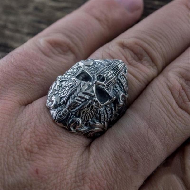 Bague Punk Phalange Tête De Mort - Neuf Avec étiquettes, Métal Argenté, Style Rock