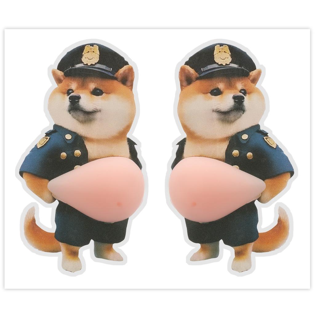 2Pcs 3D Shiba Inu Dog Belly Sticker Squeezeable Decoration Soft Pink Background Mobile Phone Decoration Sticker For Home Decor