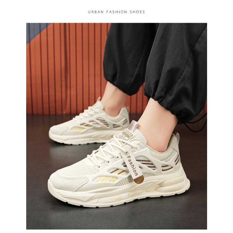 Men's Spring Breathable Mesh Korean Versatile Thick-Soled Sports Casual Running Dad Shoes.