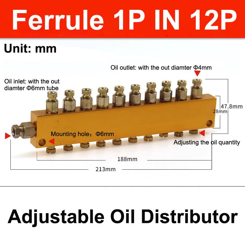 Aluminum 2/3/4/5/6/7/8/10/11/12 Way Adjust Lube Oil Piston Distributor Value Manifold Block 6mm Inlet 4mm Outlet for Lubrication