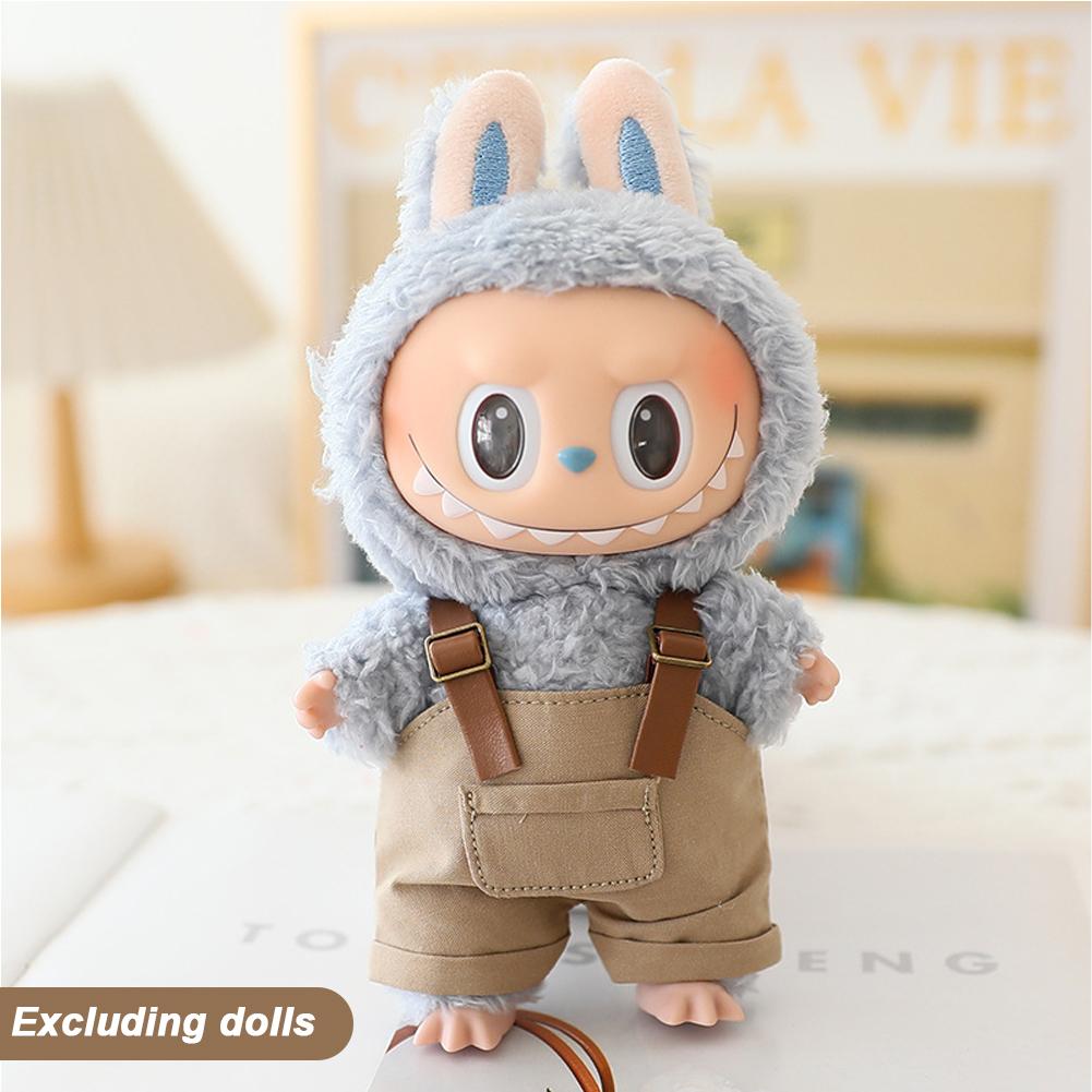 For 17cm Doll Clothes Fashion Bucket Hat Overalls Doll Clothes Color Match Hoodies Dolls Accessories Cute Decoration Little Clothes