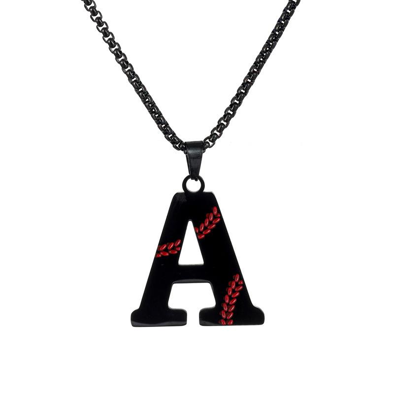 European and American New Titanium Steel English Letter Necklace Baseball Element Design Pendant Jewelry 60CM