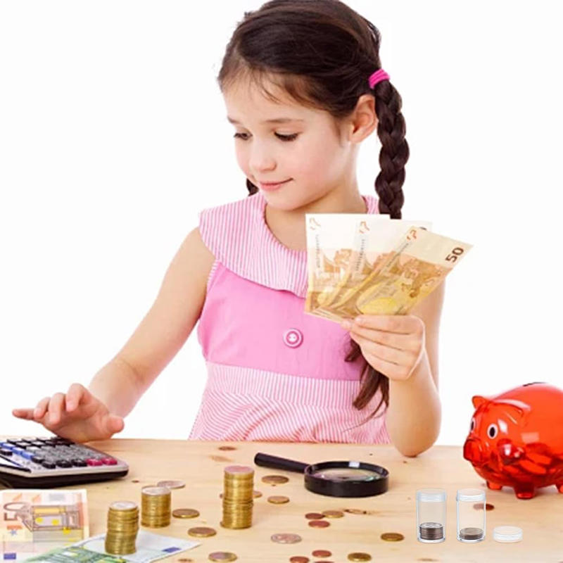 Small Clear Round Coin Storage Tube Plastic Coin Holder With Protective Sponge Commemorative Coins Collection Tubes Set