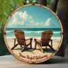 2d Flat 20*20cm, Circular Wooden Sign, A Symbol of Leisurely Time By The Seaside, A Unique, Durable, and Easy To Hang Wooden Decoration, Suitable