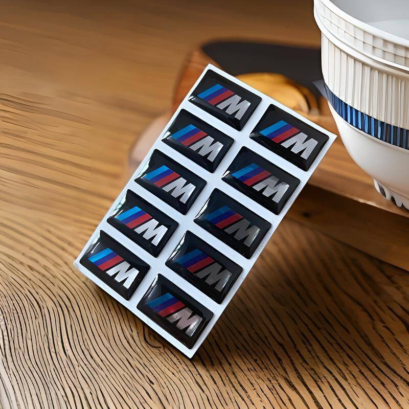For BMW M Performance E46 E90 F10 F30 X3 F20 E60 E70 E39 E36 E87 X7 4pcs Car Logo Glue Sticker Steering wheel Decals Labeling NQW8
