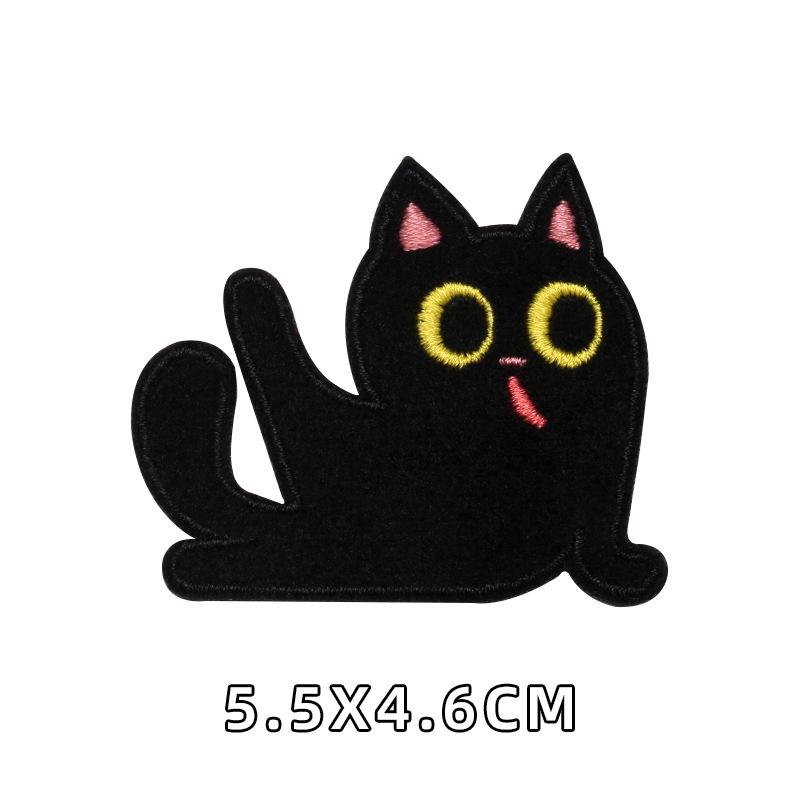 

Самоклеящаяся заплатка с изображением черного котенка из мультфильма для ремонта детской одежды 5.5x4.7 cm