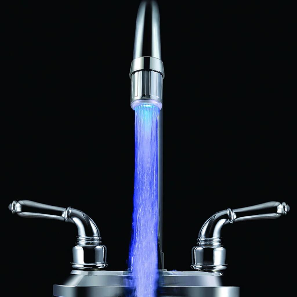 LED Temperature Sensitive Faucet Spout 3-Color Light-up Kitchen Faucet Colorful Aerator Decorate No Batteries Required