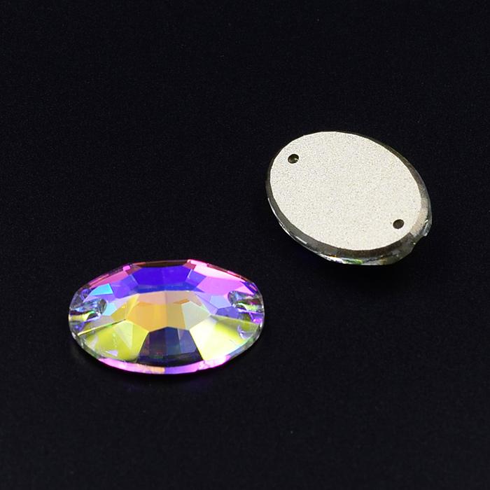 Austrian Premium Quality Sew On Glass Stones Crystal AB Oval Shape Crystal Glass Sew On Rhinestones for Luxury Dress