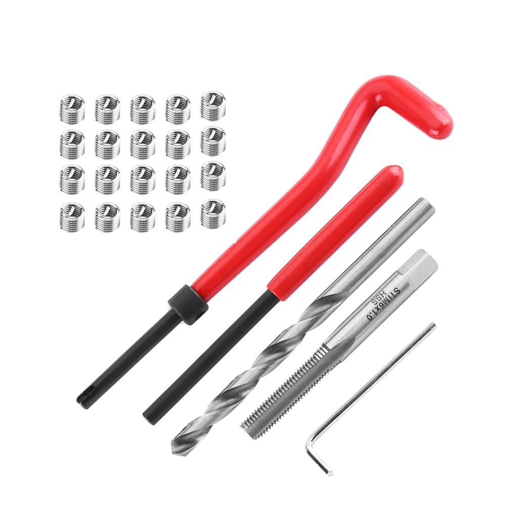 25pcs Thread Repair Insert Kit Compatible Hand Tool Set for Auto Repairing M6 X 1.0 X 8.0mm