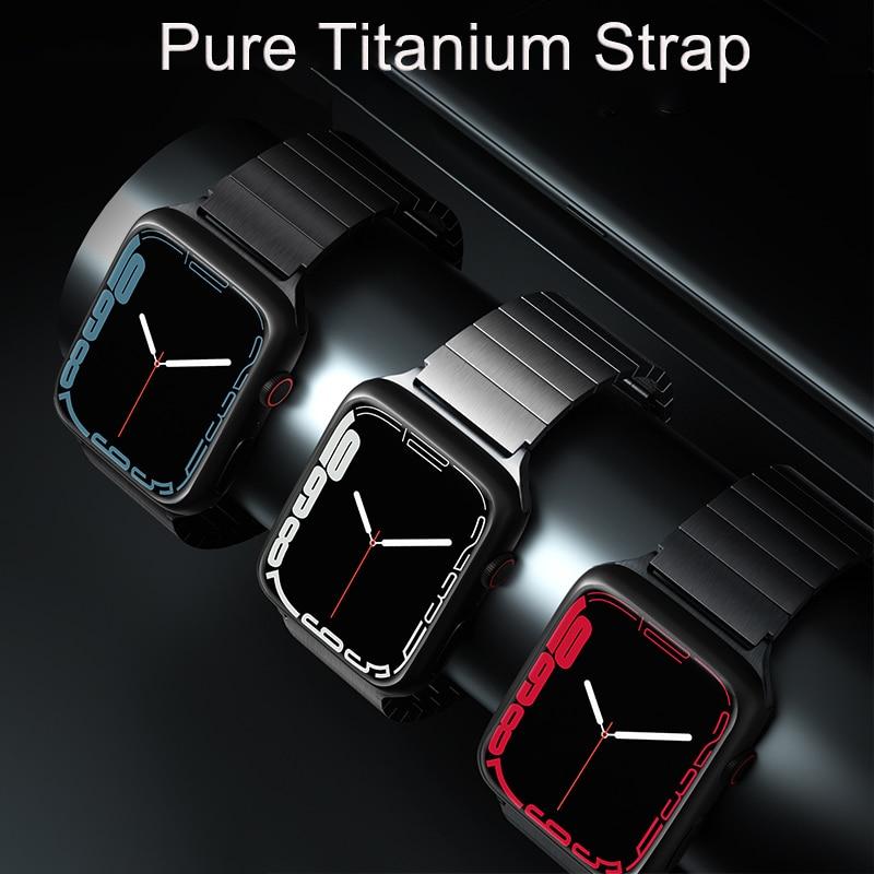 Cinturino in titanio per Cinturino Apple Watch 44mm 42mm 40mm 38mm 45mm  Bracciale bracciale in titanio puro cinturino per IWatch 7 6 SE 5 4 3  Series acquista in modo economico — spedizione