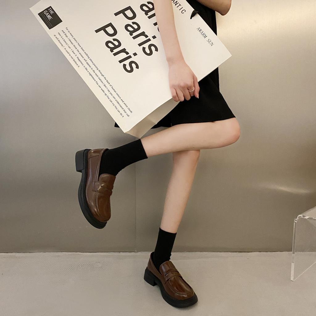 Fashion Brown Loafers Women Japanese School Students  Uniform Shoes Round Toe Women Girls Retro Round Toe Lolita Cosplay Shoes Size 42