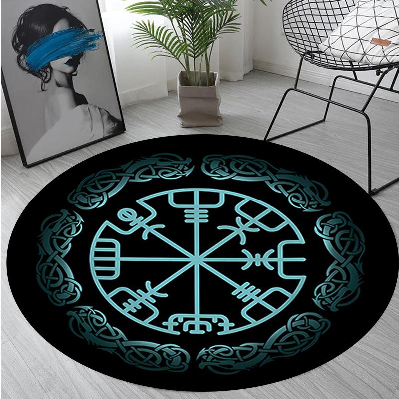 Valknut Celtic Knot Circular Rug Office Decorative Carpet For Living Room Bedroom Door Mat Floor Rug Computer Chair Area Rug