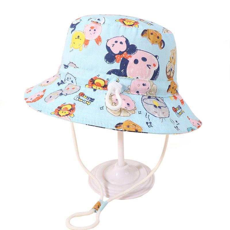 Cartoon Printed Custom Logo Kids Baby Bucket Hat Fishing Bucket Sun Hat Bucket Hat Custom With String 50