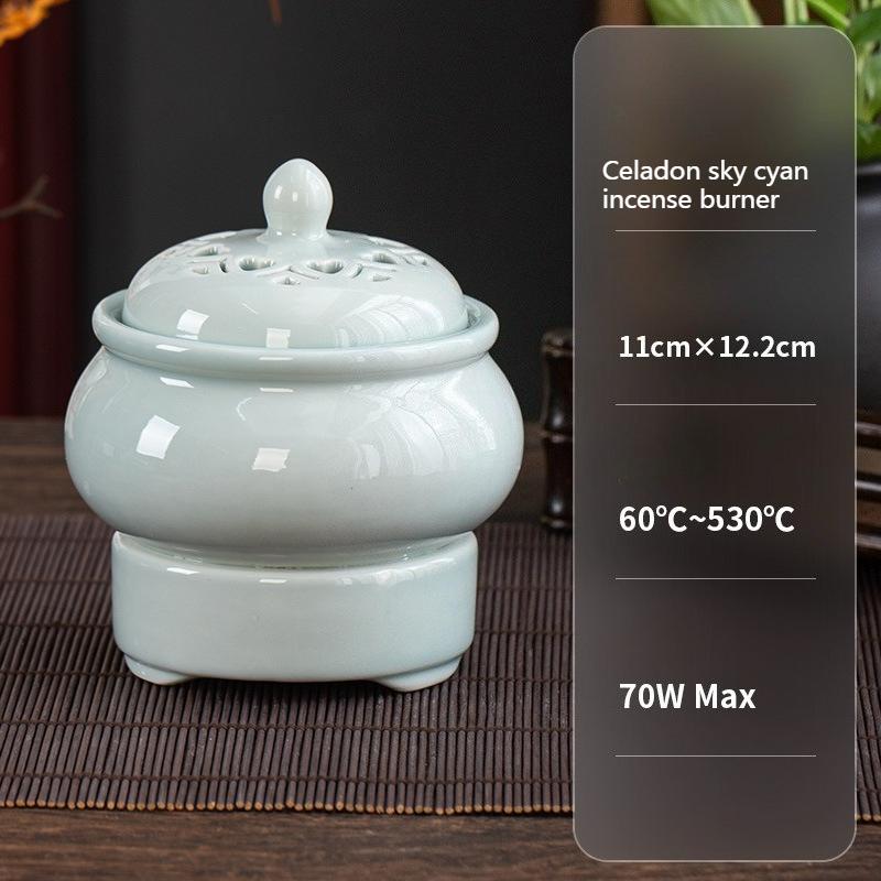 Retro Electric Incense Burner Ceramic Household Electric Incense Burner 60-520 ℃ Indoor Air Purification Religious Products