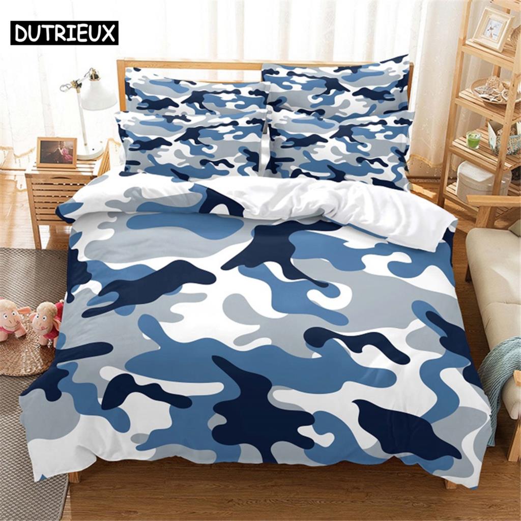 

3D Blue Bedding Set Queen Bedding Duvet Cover Set Bedding Set Bed Cover Cotton Queen Bedroom Bed Cover Set Bed Set Bedding (135x200cm)&set