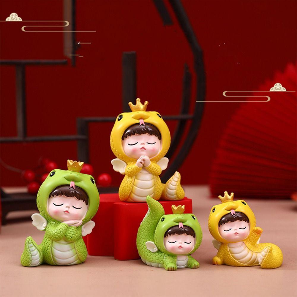 Resin Crafts Zodiac Snake Figurine Small Mini Snake Ornament  Office Accessories