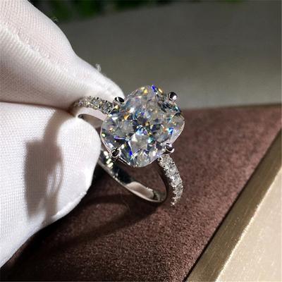 Princess Luxury Proposal Fashion Round Cut Zircon Ring Set Women 'S Shiny Gem Wedding Ring Girl Jewelry Headwear Wholesale