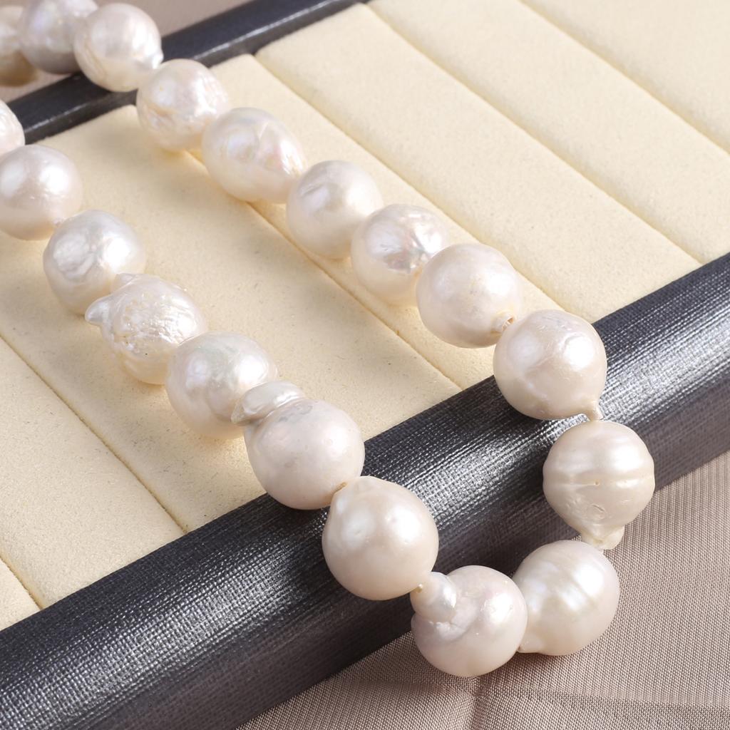 1String, White Natural Freshwater Pearls, Baroque Round Pearl Beads, 11-13mm, for DIY Jewelry Making, Unique Birthday Party Wedding Crafts, 36cm