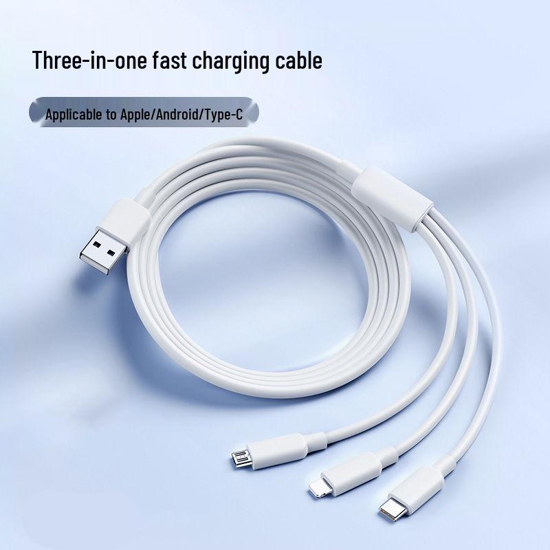 120W Fast Charge 6A 3-in-1 Data Cable for Vivo, Xiaomi, Oppo, Huawei, Honor, iQOO, and Apple