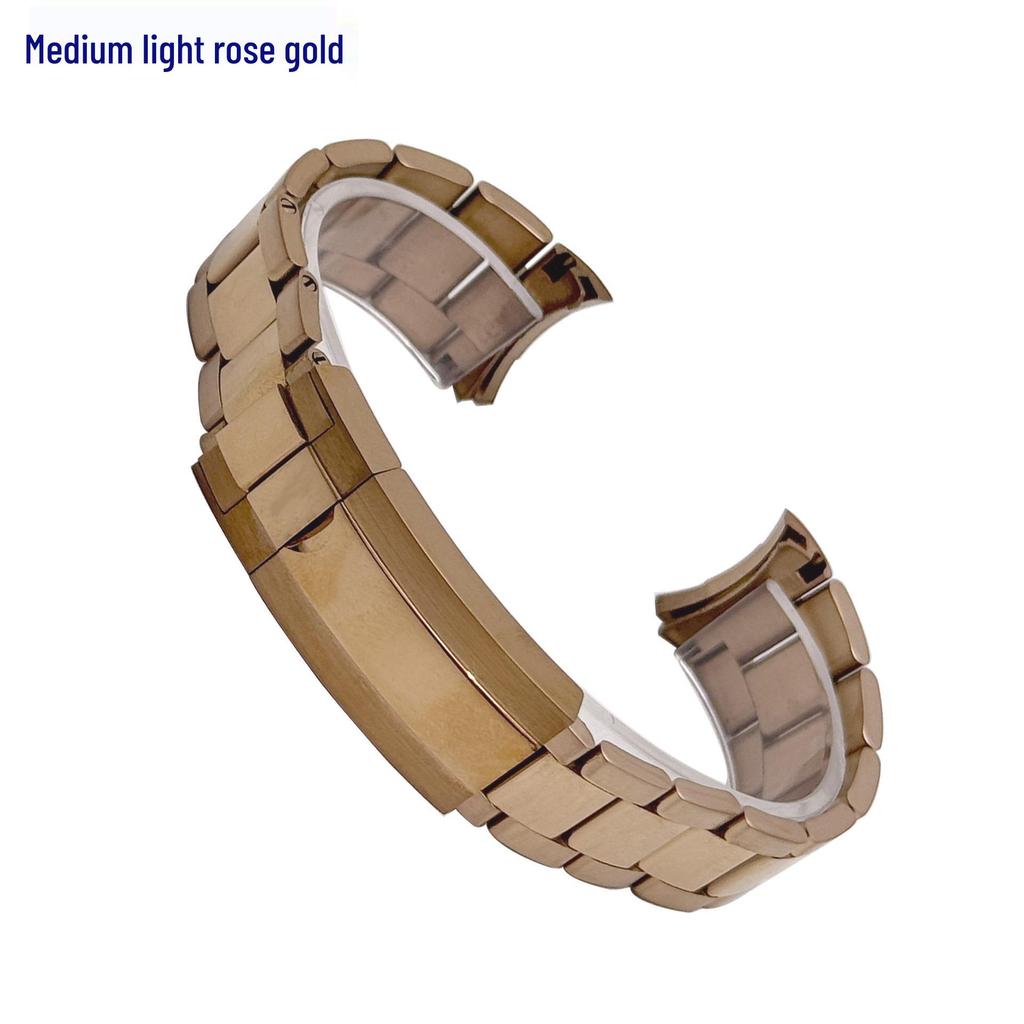 Stainless Steel Curved End Watch Band, Fits Rolex Submariner Three-Link Series, 20mm, with Safety Clasp.