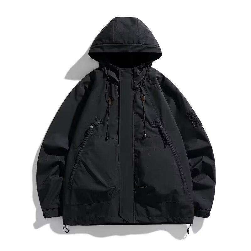 

Men s Jacket Spring and Autumn New Loose Work Clothes Windproof Waterproof Jacket Hooded Mountaineering Jacket S