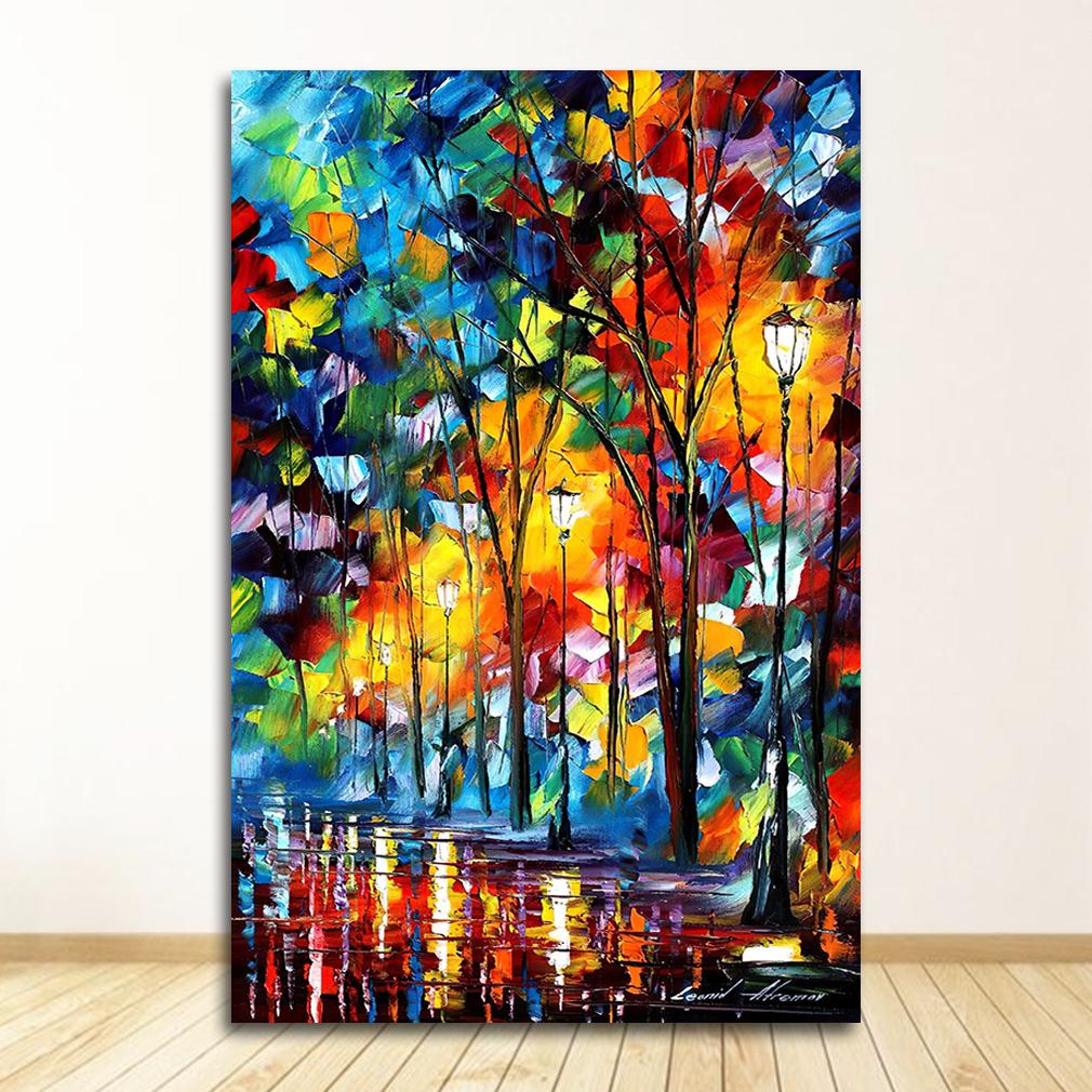 Abstrakt fargelegging Håndmalt oljemaleri Landskap for stuen Plakater Veggkunst Hjemdekorasjon uten ramme