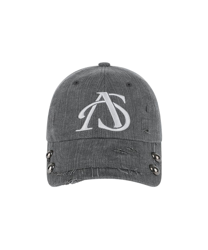 Aejeuyua Damaged Studded Ball Cap Charcoal