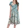 Women's Loose Casual And Fashionable V-Neck Short Sleeved Print Mid Length Dress