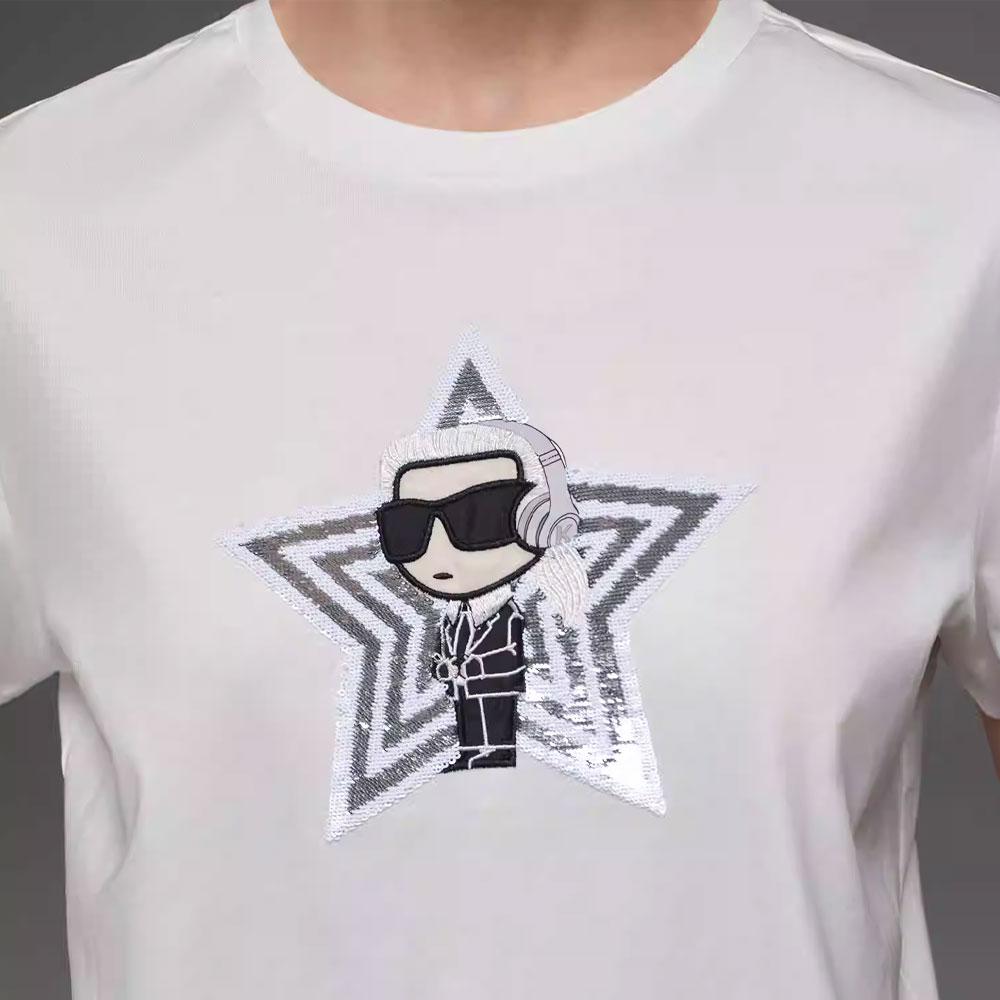 Karl Lagerfeld Casual Commuting Trendy Travel Light Luxury Short Sleeve Round Neck Straight Cut Regular Sleeve T-Shirt Women tops M22L1719100