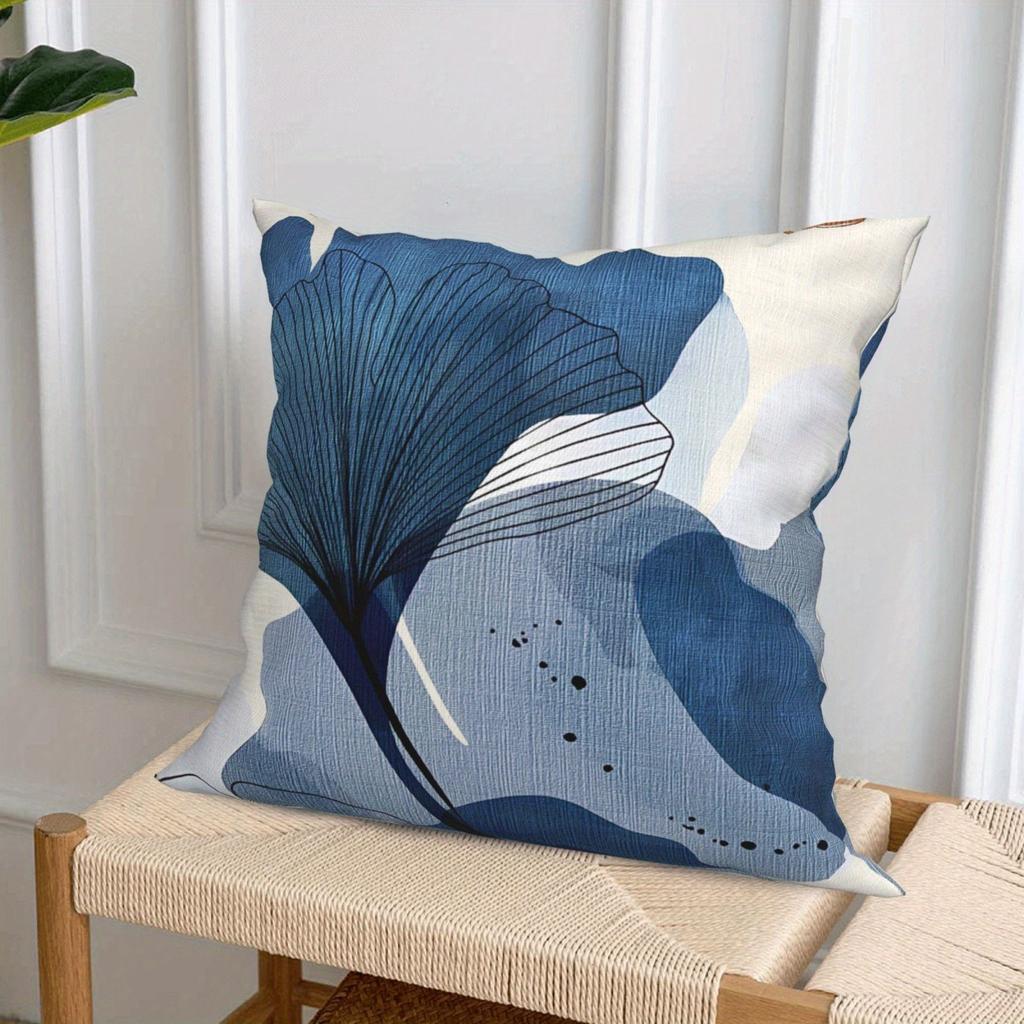 Federa Cuscino Astratta Pianta Rosa e Blu Camera da Letto Soggiorno Divano Decorazione Casa Poliestere Copricuscino con Cerniera
