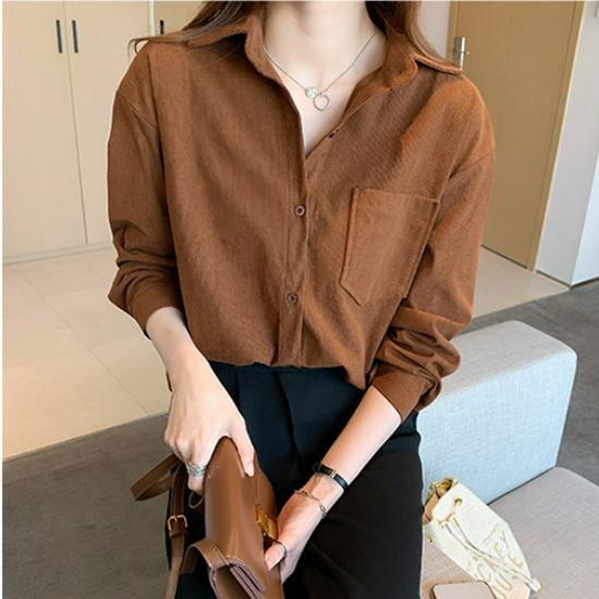 

Женская модная вельветовая рубашка: Новая весенне-осенняя свободная приталенная повседневная куртка 2025. 4XL