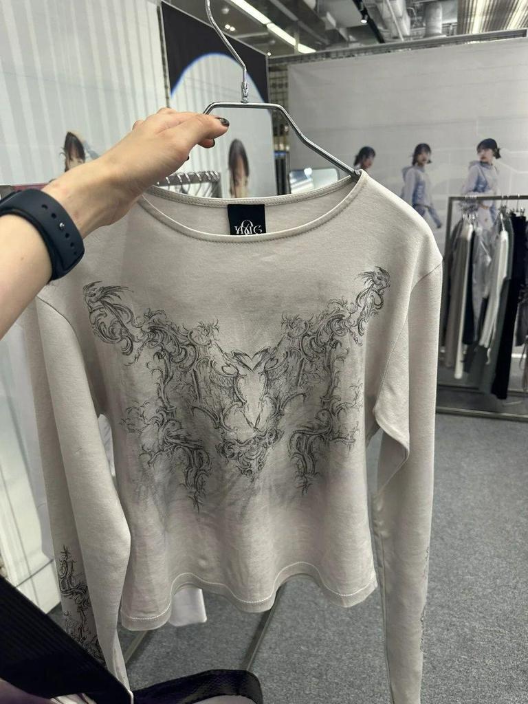 American Chic Printed Long Sleeve Slim Fit T-Shirt for Women - Autumn New Arrival Spicy Girl Top