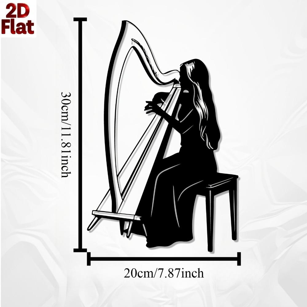 1pc Iron Harpist Wall Art, Rustproof Metal Sculpture for Living Room Garden Fence, Music Lover Gift, New Year Valentine Indoor Outdoor Decor